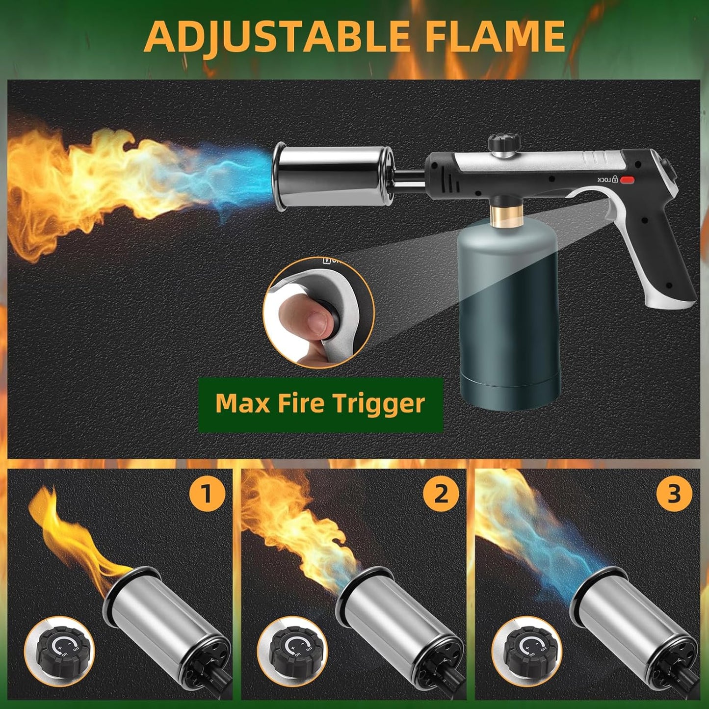 AIMIX Propane Torch Gun - with Turbo Mode. Flame Thrower Gun with Safety Lock (Tank Not Included)